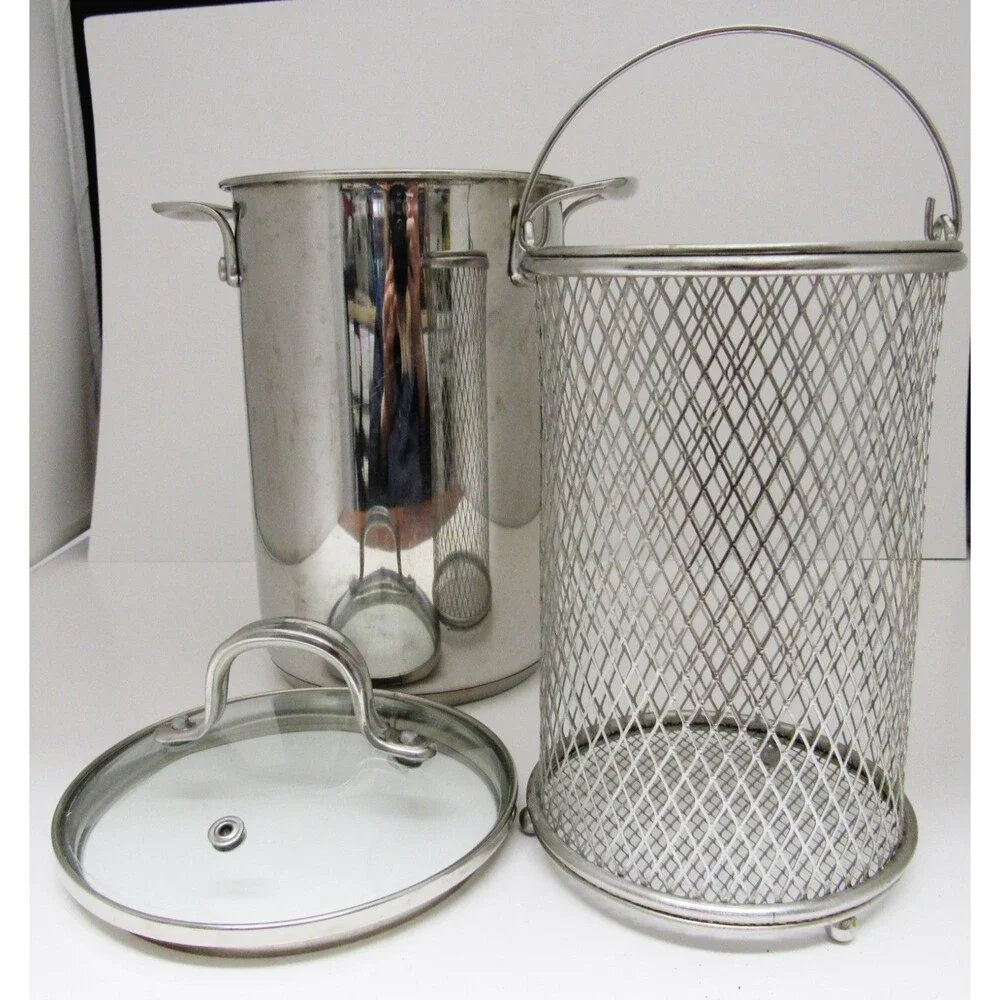 CRATE & BARREL Stainless Steel Asparagus Vegetable Pasta Steamer Pot 3 qt.